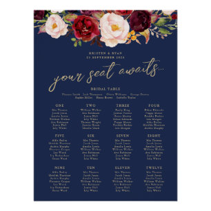 Gold Navy Marsala Mariage Affiche de bienvenue Luc