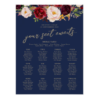 Gold Navy Marsala Mariage Affiche de bienvenue Luc