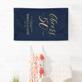 Gold & Navy Modern 50e bruiloft Jubileum Spandoek (Insitu)