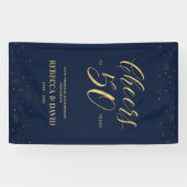 Gold & Navy Modern 50e bruiloft Jubileum Spandoek (Horizontaal)