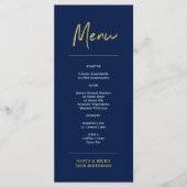 Gold & Navy Modern Letting Menu de fête d'annivers (Devant)