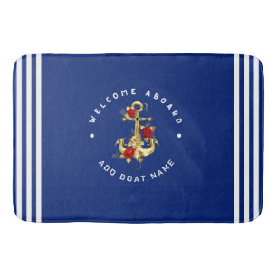 Gold Navy Nautical Anker Yacht Club retro Roos Na Badmat