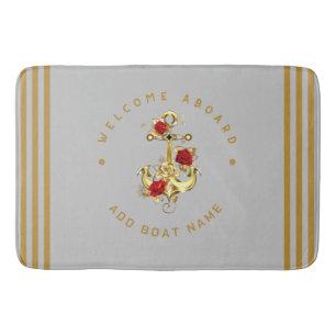 Gold Navy Nautical Anker Yacht Club retro Roos Na Badmat
