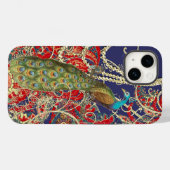 Gold Navy Red Peacock Swirl Case-Mate iPhone Case (Achterkant (horizontaal))