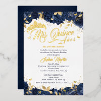 Gold Navy Roos Mis Quince Quinceanera