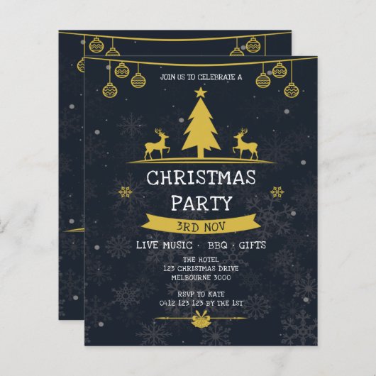 Gold Navy Snowflake - kerstfeest (Voorkant / Achterkant)