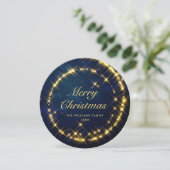 Gold Navy Sparkle Kerstverlichting Feestdagenkaart (Staand voorkant)