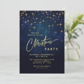 Gold Navy Sparkle Lights Kerstfeest Kaart (Staand voorkant)