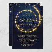 Gold Navy Sparkle Lights Kerstfeest Kaart (Voorkant / Achterkant)