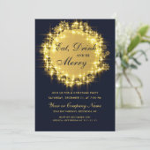 Gold Navy Sparkle Lights Kerstfeest Kaart (Staand voorkant)