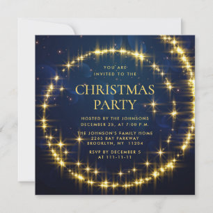 Gold Navy Sparkle Lights Kerstfeest Kaart