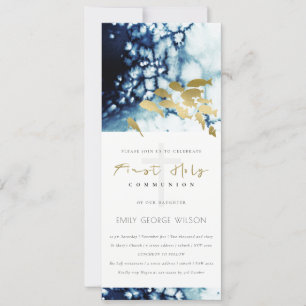 GOLD NAVY UNDERWATER ZEE FISH FIRST HOLY COMMUNION KAART