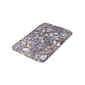 Gold Navy White Floral Leaf Illustration Pattern Badmat (Gekanteld)