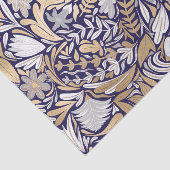 Gold Navy White Floral Leaf Illustration Pattern Tissuepapier (Detail)