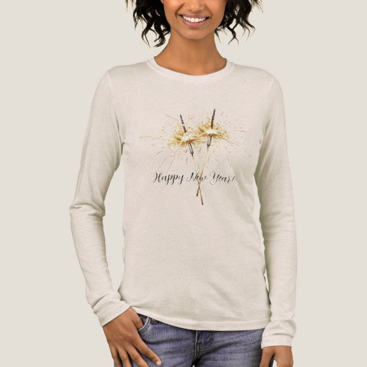 Gold New Year's Eve Day Celebration Sparklers Tri-Blend Shirt (Voorkant)