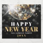 Gold New Year's Party Sparkling Wijnetiket (Enkel label)