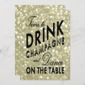 Gold New Year's Time to Drink Champagne Invitation Kaart (Voorkant / Achterkant)