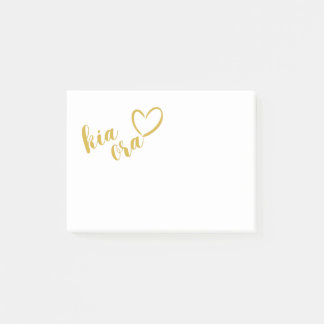 GOLD NEW ZEALAND KIWI GREETTE KIA ORA HEART SHAPE POST-IT® NOTES