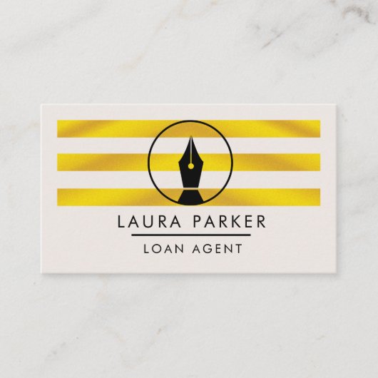 Gold Nib Loan Signing Agent Writer Author Business Visitekaartje (Voorkant)