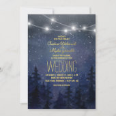 Gold Night Sky Forest Wedding | String Lights Kaart (Voorkant)