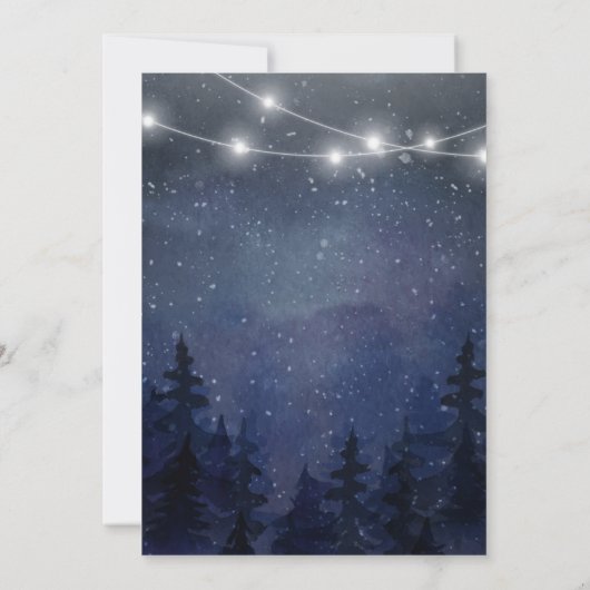 Gold Night Sky Forest Wedding | String Lights Kaart (Achterkant)