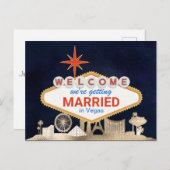 Gold Night Skyline Las Vegas Bruiloft Save the Dat Briefkaart (Voorkant / Achterkant)