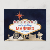 Gold Night Skyline Las Vegas Bruiloft Save the Dat Briefkaart (Voorkant)