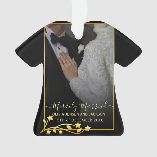 Gold Night Stars Cadre Noël Mariage Photo (devant)