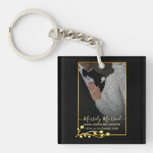 Gold Night Stars Lijst kerstbruiloft Foto Sleutelhanger