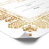 Gold Nikkah Certificate for Muslim Islamic Wedding Poster (Hoek)