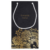 Gold noir élégant vintage dentelle mariage sac (Dos)