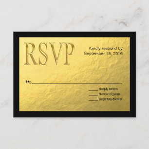 Gold Nugget Faux Foil met zwarte contour RSVP Kaartje