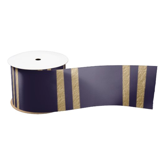 Gold Nugget Stripes op een marineblauwe achtergron Lint (Spoel)