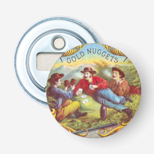 Gold Nuggets Antiek Sigar Label Button Flesopener