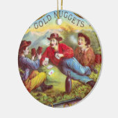 Gold Nuggets Antiek Sigar Label Keramisch Ornament (Links)