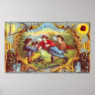Gold Nuggets Antiek Sigar Label Poster