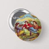 Gold Nuggets Antiek Sigar Label Ronde Button 5,7 Cm (Voorkant /achterkant)