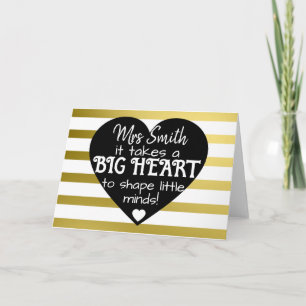 Gold Nursery Bedankt leraar Bag BIG HEART Kaart