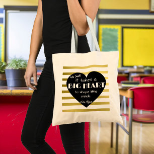 Gold Nursery Bedankt leraar Bag BIG HEART Tote Bag