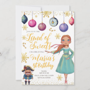 Gold Nutcracker Birthday Invitation Kaart
