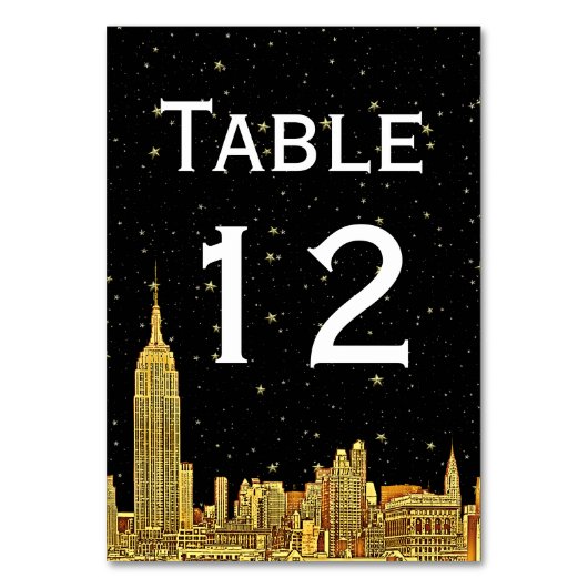 Gold NYC Skyline Starry Sky Numéro de table do-it- (Par défaut)