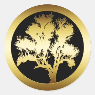 GOLD OAK TREE RONDE STICKER