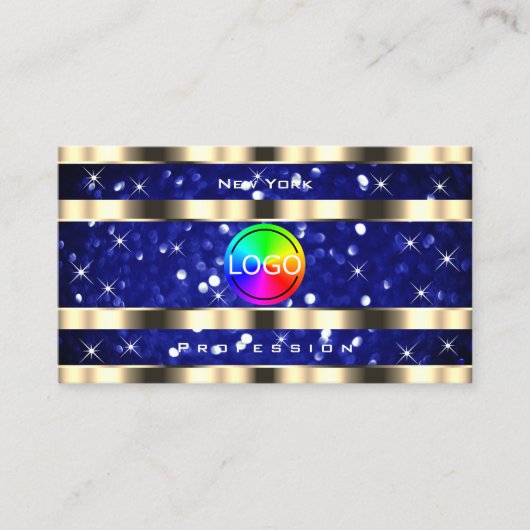 Gold Ocean Blue Glitter Lichtgevende Sterren toevo Visitekaartje (Voorkant)