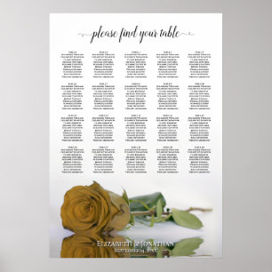 Gold Ochre Roos 20 Tafel Wedding Seating Chart Poster