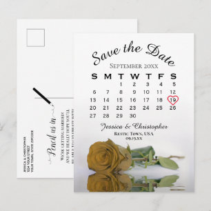Gold Ochre Roos Wedding Calendar Save the Date Aankondigingskaart