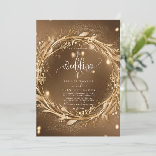 Gold of Love Romantic Glam Faire-part de mariage (Debout devant)