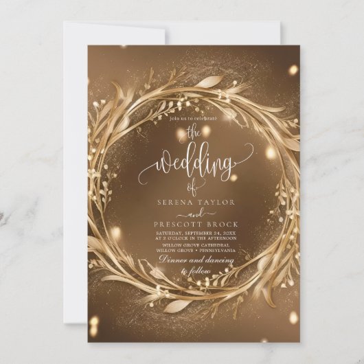 Gold of Love Romantische Glam Huwelijksuitnodiging Kaart (Voorkant)