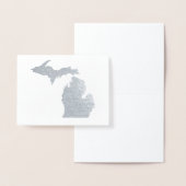 Gold of Silver Michigan State Map en Seashell Folie Kaarten (Display)