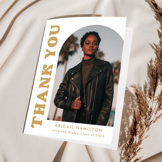 Gold Offset Arch 4 Foto Afstuderen Bedankkaart