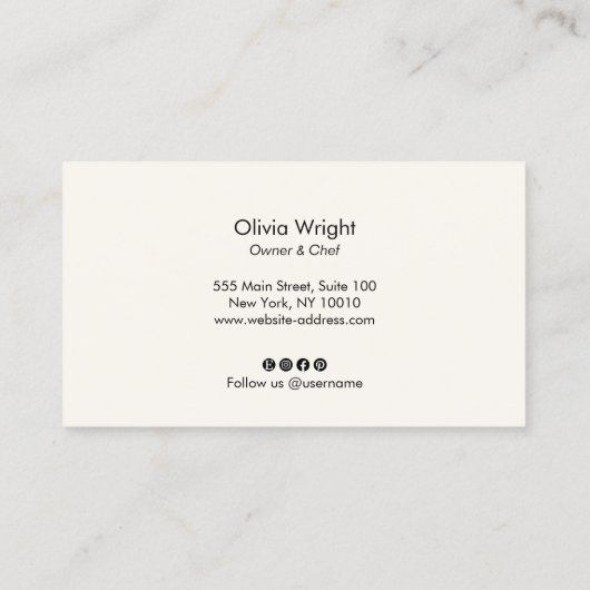 Gold Olive Branch Italiaans of Grieks Catering Che Visitekaartje (Achterkant)